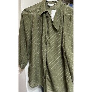 Women's New York & Company Sheer Blouse Olive Size M . Has Tie. Still Has Tags.